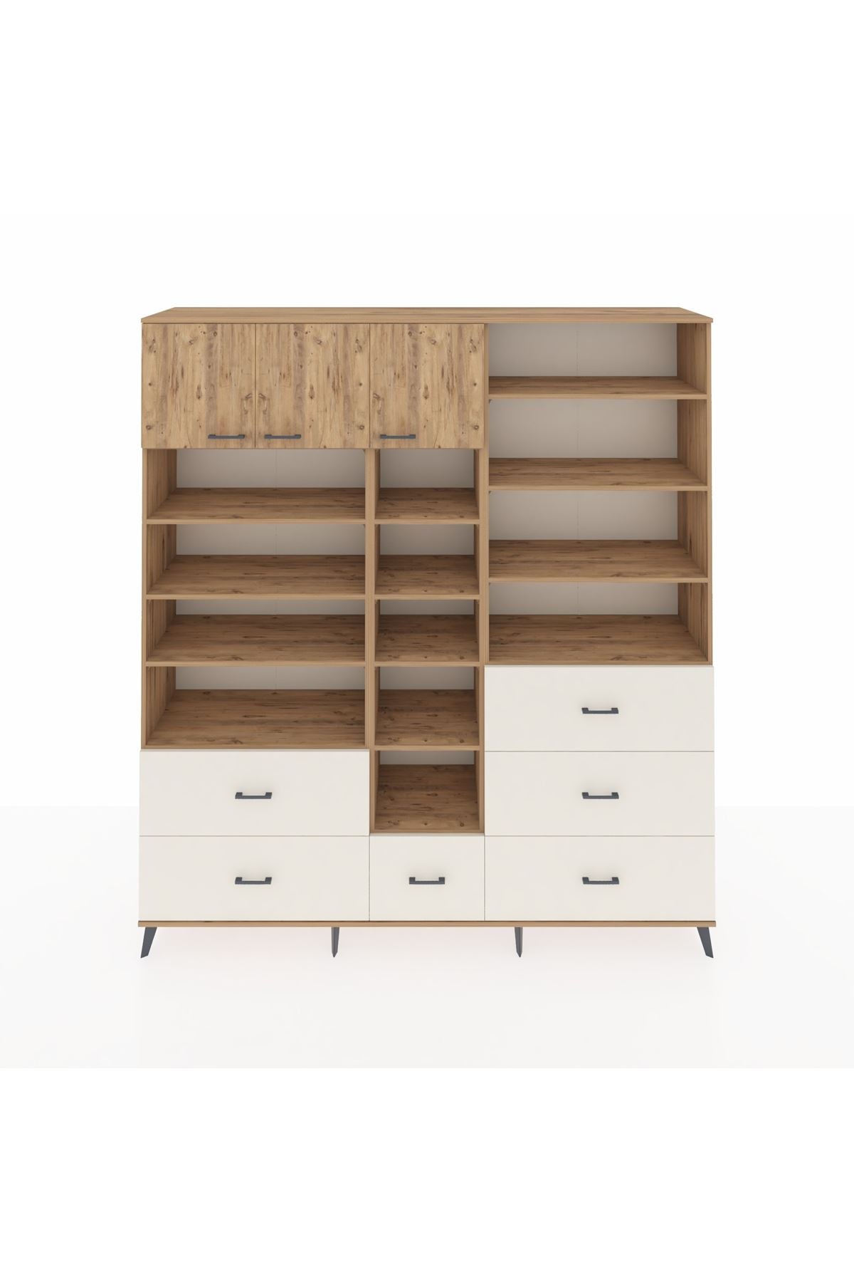 Hyperion Dolap 17 Raflı 6 Çekmeceli 3 Kapaklı 220x44x243 Çam-Çam/Aytaşı