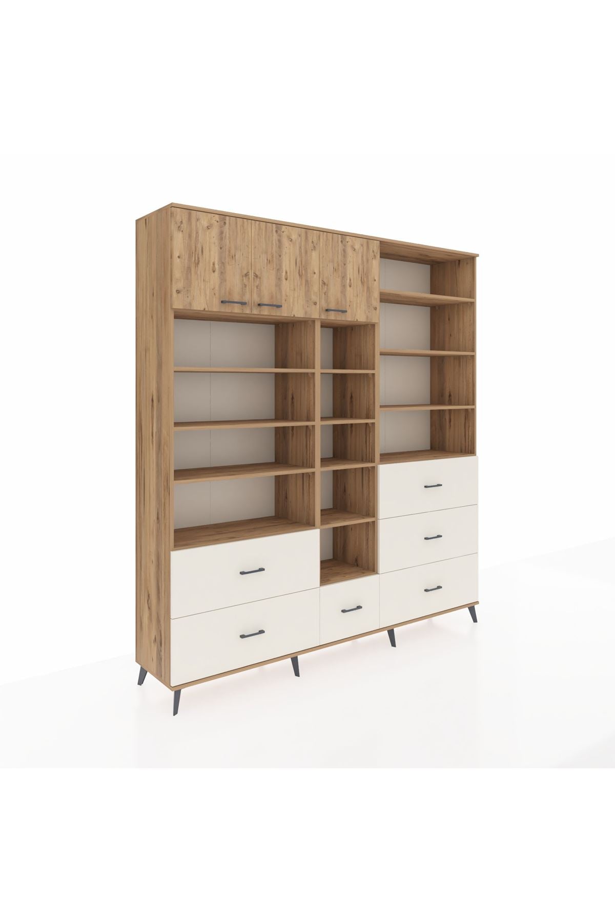 Hyperion Dolap 17 Raflı 6 Çekmeceli 3 Kapaklı 220x44x243 Çam-Çam/Aytaşı