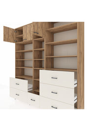 Hyperion Dolap 17 Raflı 6 Çekmeceli 3 Kapaklı 220x44x243 Çam-Çam/Aytaşı