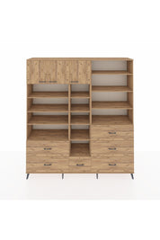 Hyperion Dolap 17 Raflı 6 Çekmeceli 3 Kapaklı 220x44x243 Çam-Çam/Çam