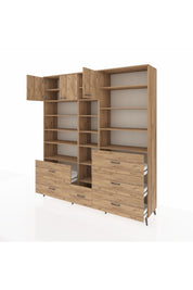 Hyperion Dolap 17 Raflı 6 Çekmeceli 3 Kapaklı 220x44x243 Çam-Çam/Çam