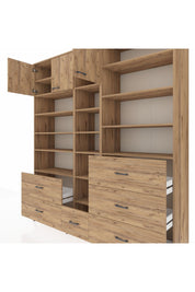 Hyperion Dolap 17 Raflı 6 Çekmeceli 3 Kapaklı 220x44x243 Çam-Çam/Çam