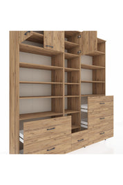 Hyperion Dolap 17 Raflı 6 Çekmeceli 3 Kapaklı 220x44x243 Çam-Çam/Çam