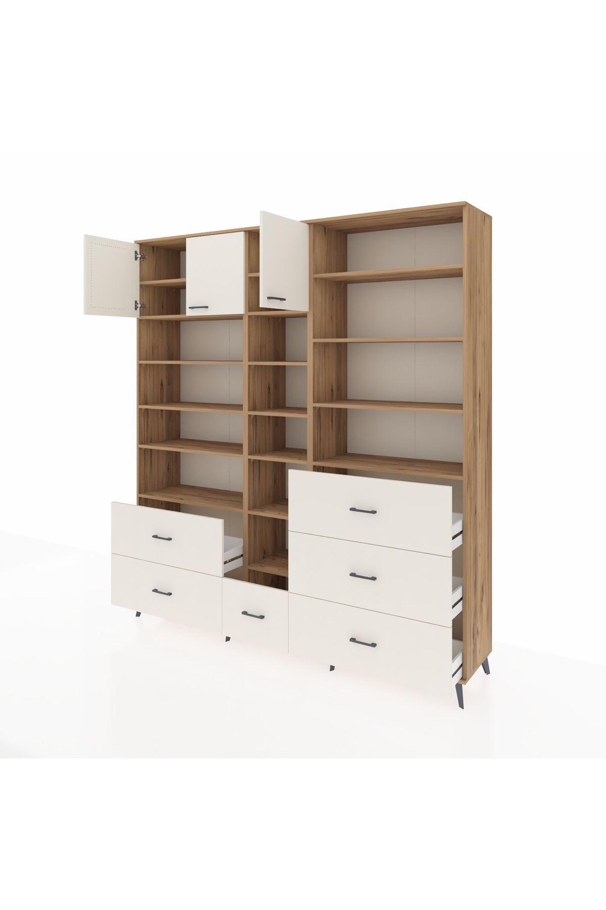 Hyperion Dolap 17 Raflı 6 Çekmeceli 3 Kapaklı 220x44x243 Çam-Aytaşı/Aytaşı