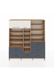 Hyperion Dolap 17 Raflı 6 Çekmeceli 3 Kapaklı 220x44x243 Çam-Aytaşı/Antrasit