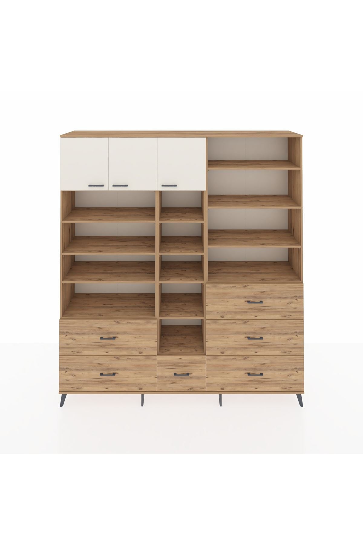 Hyperion Dolap 17 Raflı 6 Çekmeceli 3 Kapaklı 220x44x243 Çam-Aytaşı/Çam
