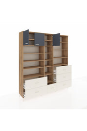 Hyperion Dolap 17 Raflı 6 Çekmeceli 3 Kapaklı 220x44x243 Çam-Antrasit/Aytaşı