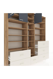 Hyperion Dolap 17 Raflı 6 Çekmeceli 3 Kapaklı 220x44x243 Çam-Antrasit/Aytaşı