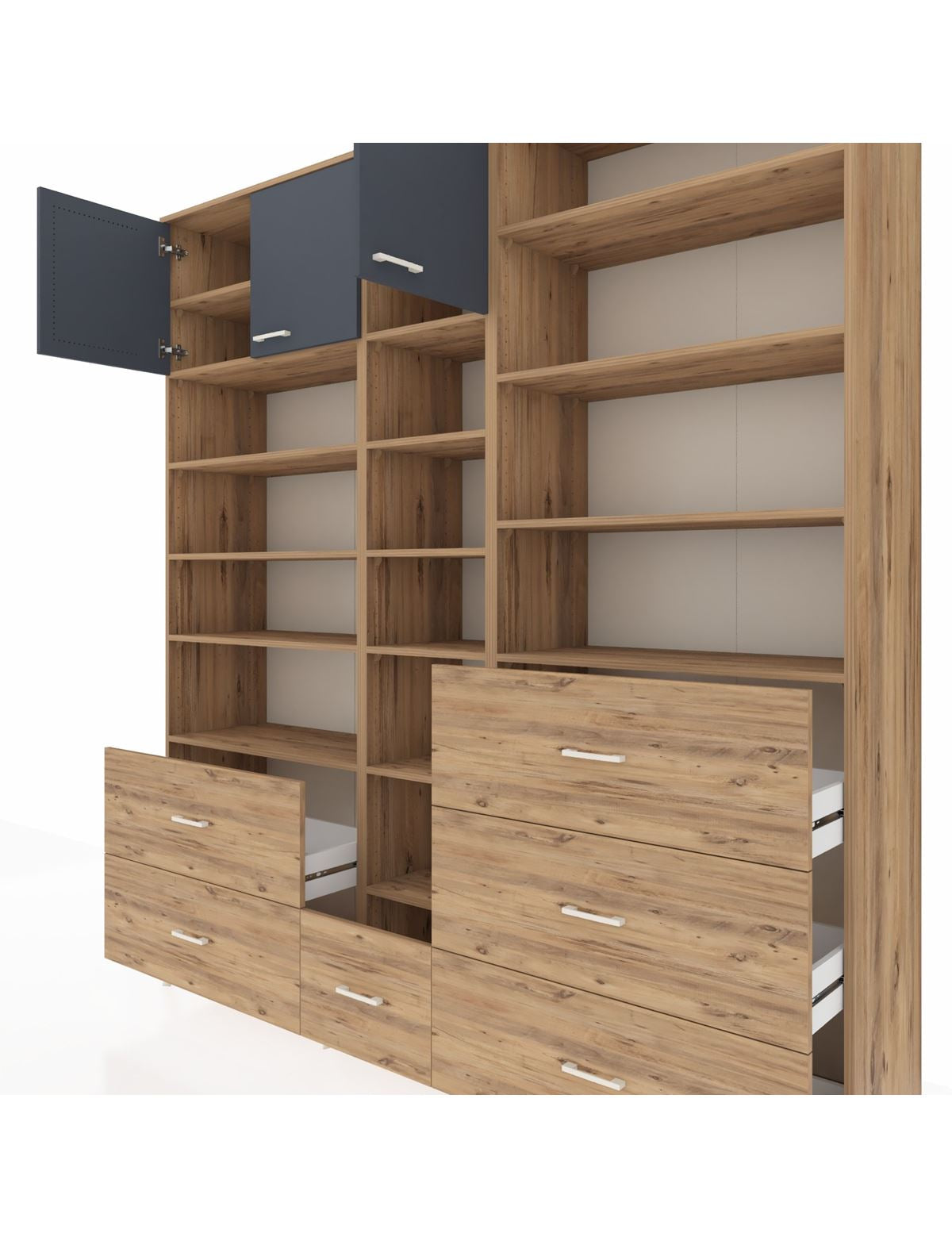 Hyperion Dolap 17 Raflı 6 Çekmeceli 3 Kapaklı 220x44x243 - S553M023V27B