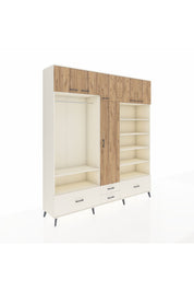 Hyperion Dolap 18 Raflı 4 Çekmeceli Tek Askılı 220x44x243 Aytaşı-Çam/Aytaşı