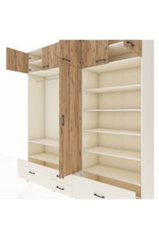 Hyperion Dolap 18 Raflı 4 Çekmeceli Tek Askılı 220x44x243 Aytaşı-Çam/Aytaşı