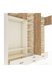 Hyperion Dolap 18 Raflı 4 Çekmeceli Tek Askılı 220x44x243 Aytaşı-Çam/Aytaşı