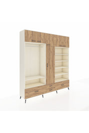 Hyperion Dolap 18 Raflı 4 Çekmeceli Tek Askılı 220x44x243 Aytaşı-Çam/Çam