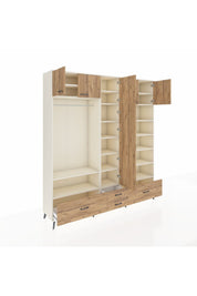 Hyperion Dolap 18 Raflı 4 Çekmeceli Tek Askılı 220x44x243 Aytaşı-Çam/Çam