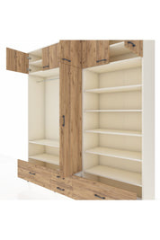 Hyperion Dolap 18 Raflı 4 Çekmeceli Tek Askılı 220x44x243 Aytaşı-Çam/Çam