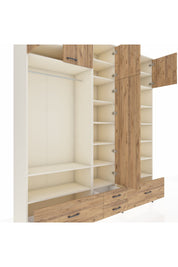 Hyperion Dolap 18 Raflı 4 Çekmeceli Tek Askılı 220x44x243 Aytaşı-Çam/Çam