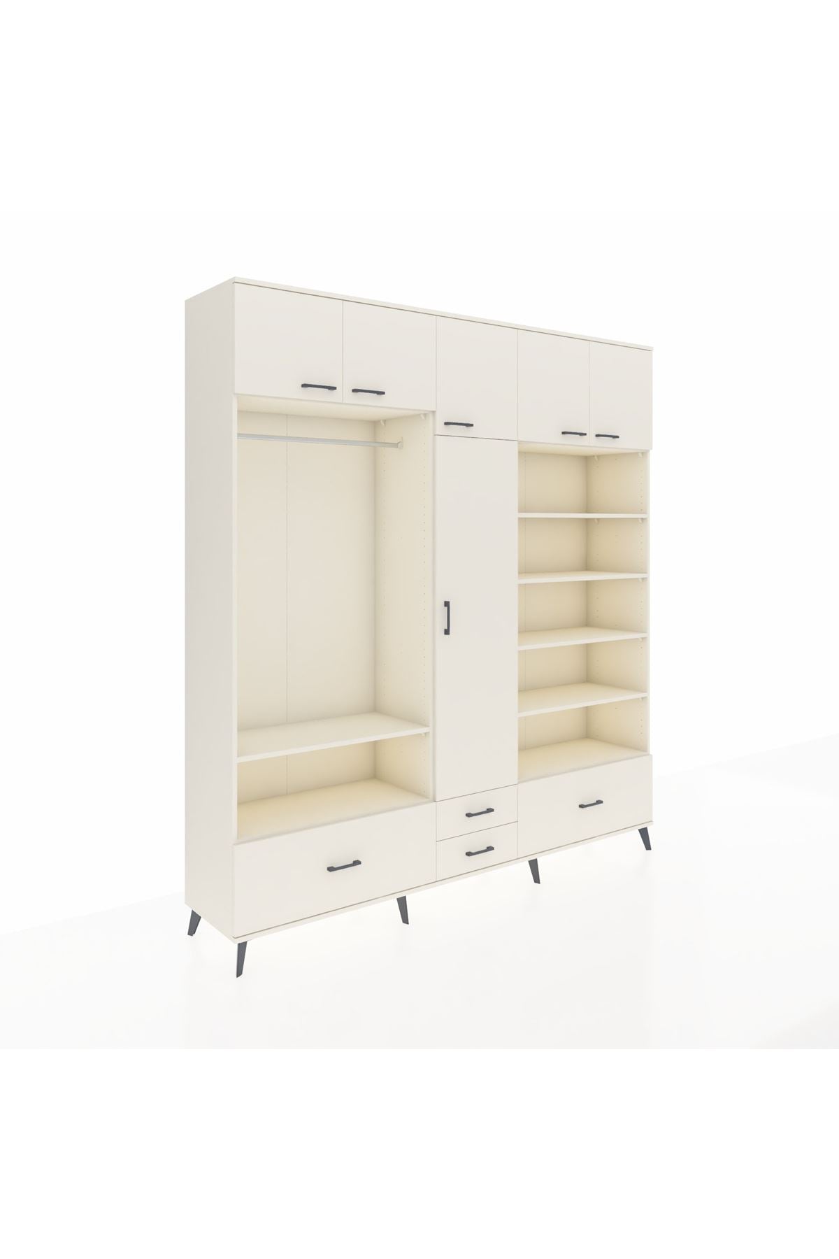 Hyperion Dolap 18 Raflı 4 Çekmeceli Tek Askılı 220x44x243 Aytaşı-Aytaşı/Aytaşı