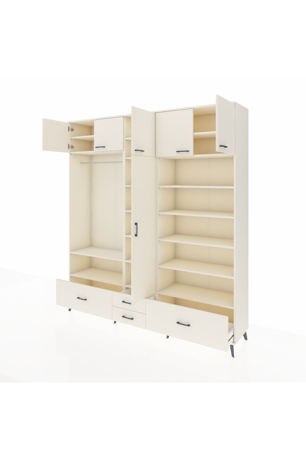 Hyperion Dolap 18 Raflı 4 Çekmeceli Tek Askılı 220x44x243 Aytaşı-Aytaşı/Aytaşı