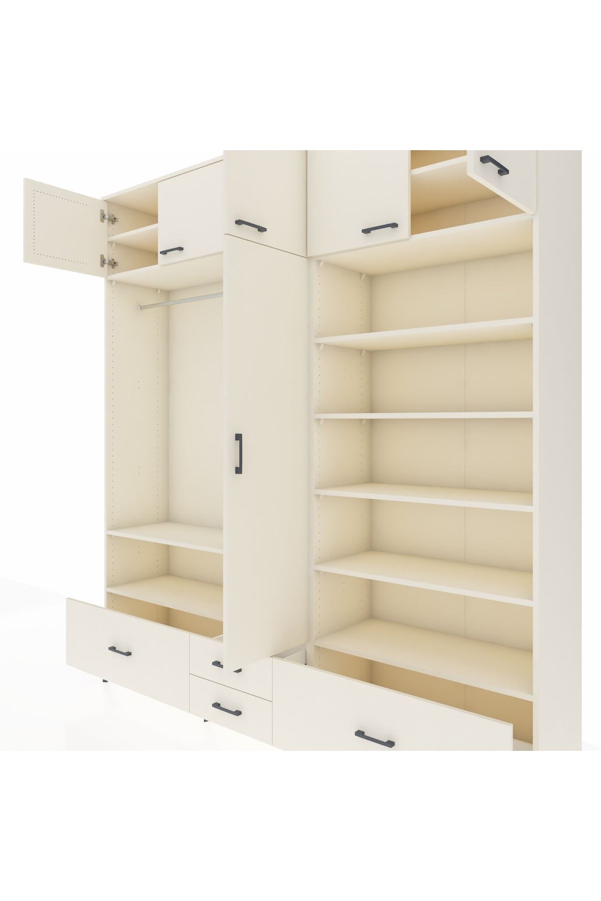 Hyperion Dolap 18 Raflı 4 Çekmeceli Tek Askılı 220x44x243 Aytaşı-Aytaşı/Aytaşı