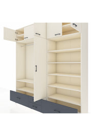 Hyperion Dolap 18 Raflı 4 Çekmeceli Tek Askılı 220x44x243 Aytaşı-Aytaşı/Antrasit