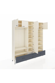 Hyperion Dolap 18 Raflı 4 Çekmeceli Tek Askılı 220x44x243 Aytaşı-Aytaşı/Antrasit