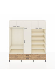 Hyperion Dolap 18 Raflı 4 Çekmeceli Tek Askılı 220x44x243 Aytaşı-Aytaşı/Çam