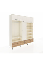 Hyperion Dolap 18 Raflı 4 Çekmeceli Tek Askılı 220x44x243 Aytaşı-Aytaşı/Çam