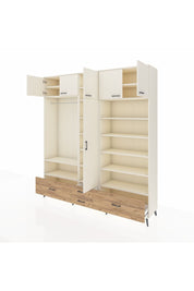 Hyperion Dolap 18 Raflı 4 Çekmeceli Tek Askılı 220x44x243 Aytaşı-Aytaşı/Çam