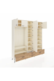 Hyperion Dolap 18 Raflı 4 Çekmeceli Tek Askılı 220x44x243 Aytaşı-Aytaşı/Çam