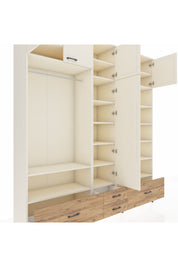 Hyperion Dolap 18 Raflı 4 Çekmeceli Tek Askılı 220x44x243 Aytaşı-Aytaşı/Çam