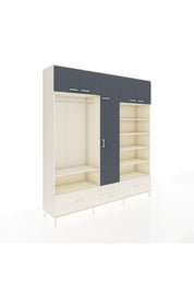 Hyperion Dolap 18 Raflı 4 Çekmeceli Tek Askılı 220x44x243 Aytaşı-Antrasit/Aytaşı