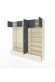 Hyperion Dolap 18 Raflı 4 Çekmeceli Tek Askılı 220x44x243 Aytaşı-Antrasit/Aytaşı