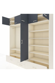 Hyperion Dolap 18 Raflı 4 Çekmeceli Tek Askılı 220x44x243 Aytaşı-Antrasit/Aytaşı