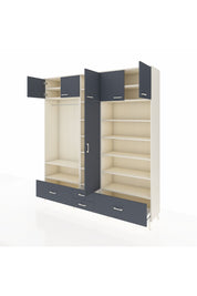 Hyperion Dolap 18 Raflı 4 Çekmeceli Tek Askılı 220x44x243 Aytaşı-Antrasit/Antrasit