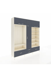 Hyperion Dolap 18 Raflı 4 Çekmeceli Tek Askılı 220x44x243 Aytaşı-Antrasit/Antrasit