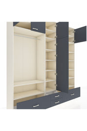 Hyperion Dolap 18 Raflı 4 Çekmeceli Tek Askılı 220x44x243 Aytaşı-Antrasit/Antrasit