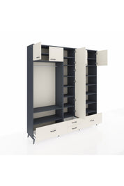 Hyperion Dolap 18 Raflı 4 Çekmeceli Tek Askılı 220x44x243 Antrasit-Aytaşı/Aytaşı