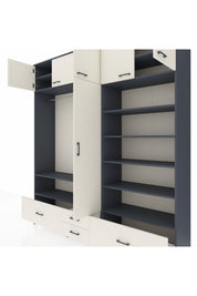 Hyperion Dolap 18 Raflı 4 Çekmeceli Tek Askılı 220x44x243 Antrasit-Aytaşı/Aytaşı