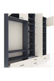 Hyperion Dolap 18 Raflı 4 Çekmeceli Tek Askılı 220x44x243 Antrasit-Aytaşı/Aytaşı