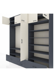 Hyperion Dolap 18 Raflı 4 Çekmeceli Tek Askılı 220x44x243 Antrasit-Aytaşı/Antrasit