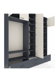 Hyperion Dolap 18 Raflı 4 Çekmeceli Tek Askılı 220x44x243 Antrasit-Aytaşı/Antrasit