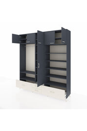 Hyperion Dolap 18 Raflı 4 Çekmeceli Tek Askılı 220x44x243 Antrasit-Antrasit/Aytaşı