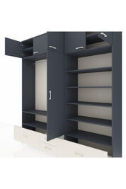 Hyperion Dolap 18 Raflı 4 Çekmeceli Tek Askılı 220x44x243 Antrasit-Antrasit/Aytaşı