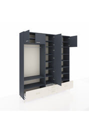 Hyperion Dolap 18 Raflı 4 Çekmeceli Tek Askılı 220x44x243 Antrasit-Antrasit/Aytaşı