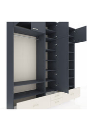 Hyperion Dolap 18 Raflı 4 Çekmeceli Tek Askılı 220x44x243 Antrasit-Antrasit/Aytaşı