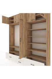Hyperion Dolap 18 Raflı 4 Çekmeceli Tek Askılı 220x44x243 Çam-Çam/Aytaşı