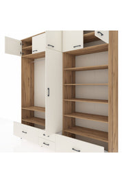 Hyperion Dolap 18 Raflı 4 Çekmeceli Tek Askılı 220x44x243 Çam-Aytaşı/Aytaşı