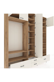 Hyperion Dolap 18 Raflı 4 Çekmeceli Tek Askılı 220x44x243 Çam-Aytaşı/Aytaşı
