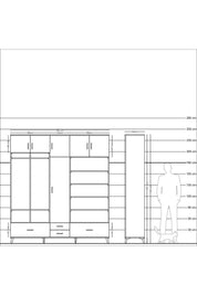 Hyperion Dolap 18 Raflı 4 Çekmeceli Tek Askılı 220x44x243 - S553M024V22B