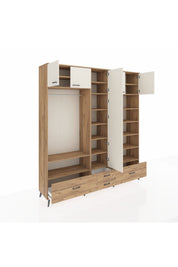 Hyperion Dolap 18 Raflı 4 Çekmeceli Tek Askılı 220x44x243 Çam-Aytaşı/Çam